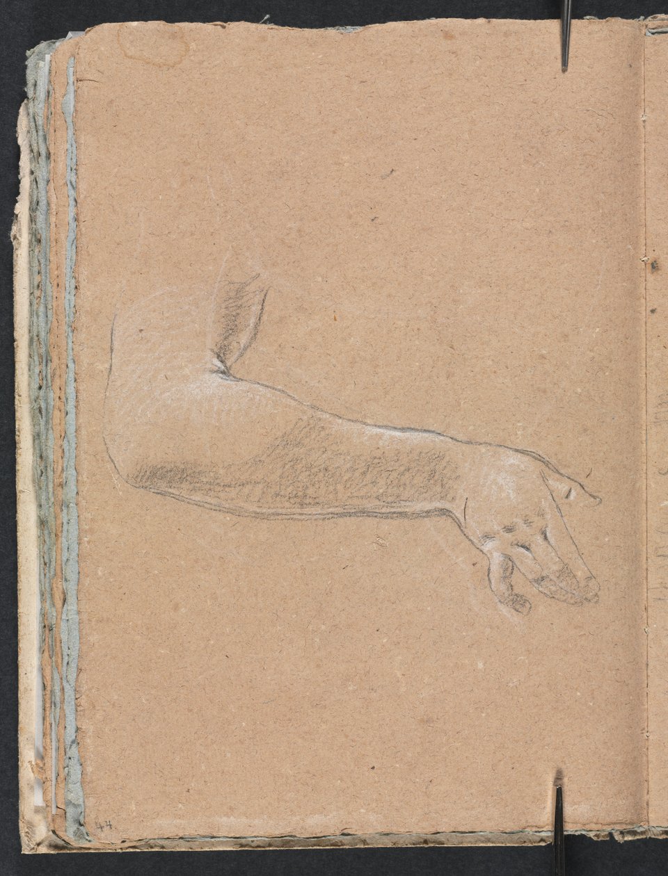 Verona Sketchbook: Braccio destro e mano femminile pagina 44, 1760 da Francesco Lorenzi