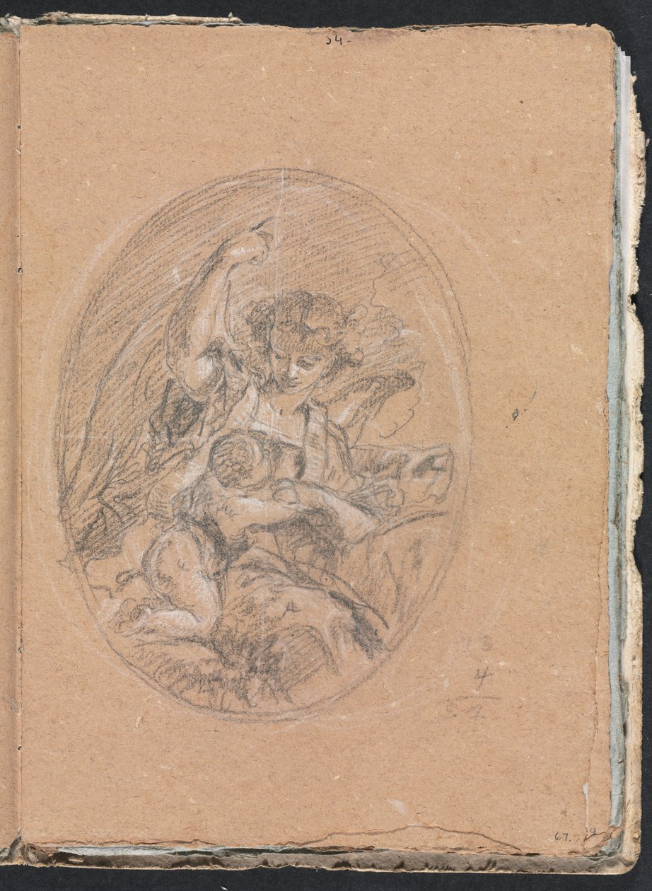 Verona Sketchbook: Figura con bambino in tondo (pagina 67) da Francesco Lorenzi