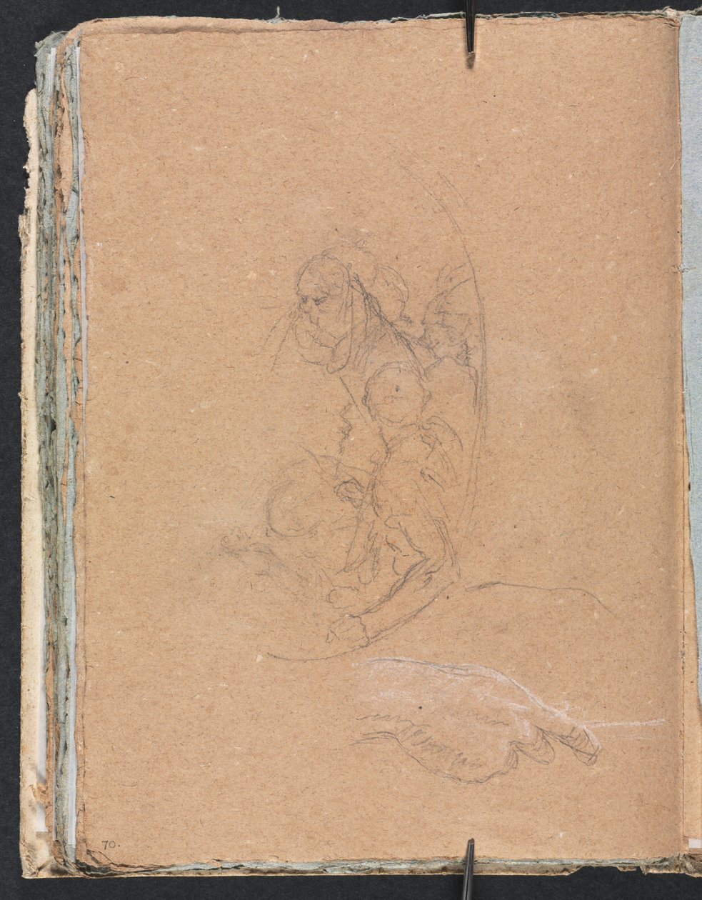 Taccuino di Verona: Figure in un tondo con studio di una mano pagina 70, 1760 da Francesco Lorenzi