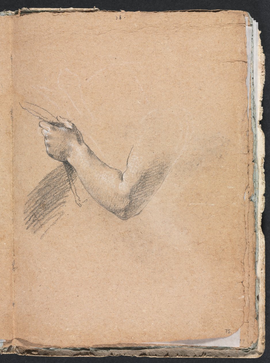 Taccuino di Verona: Braccio sinistro e mano pagina 75, 1760 da Francesco Lorenzi