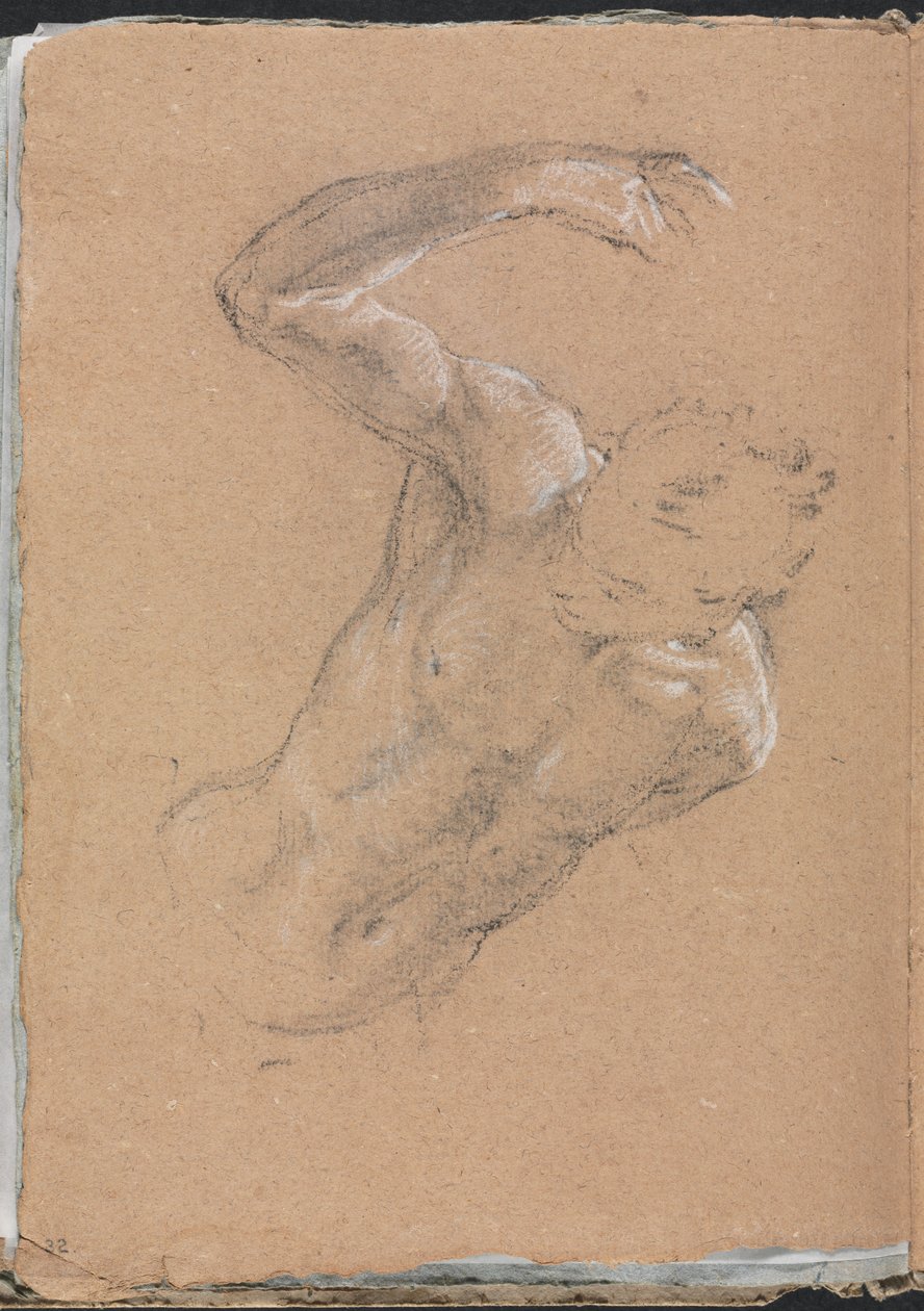 Verona Sketchbook: Nudo maschile con braccio destro alzato (pagina 32), 1760 da Francesco Lorenzi