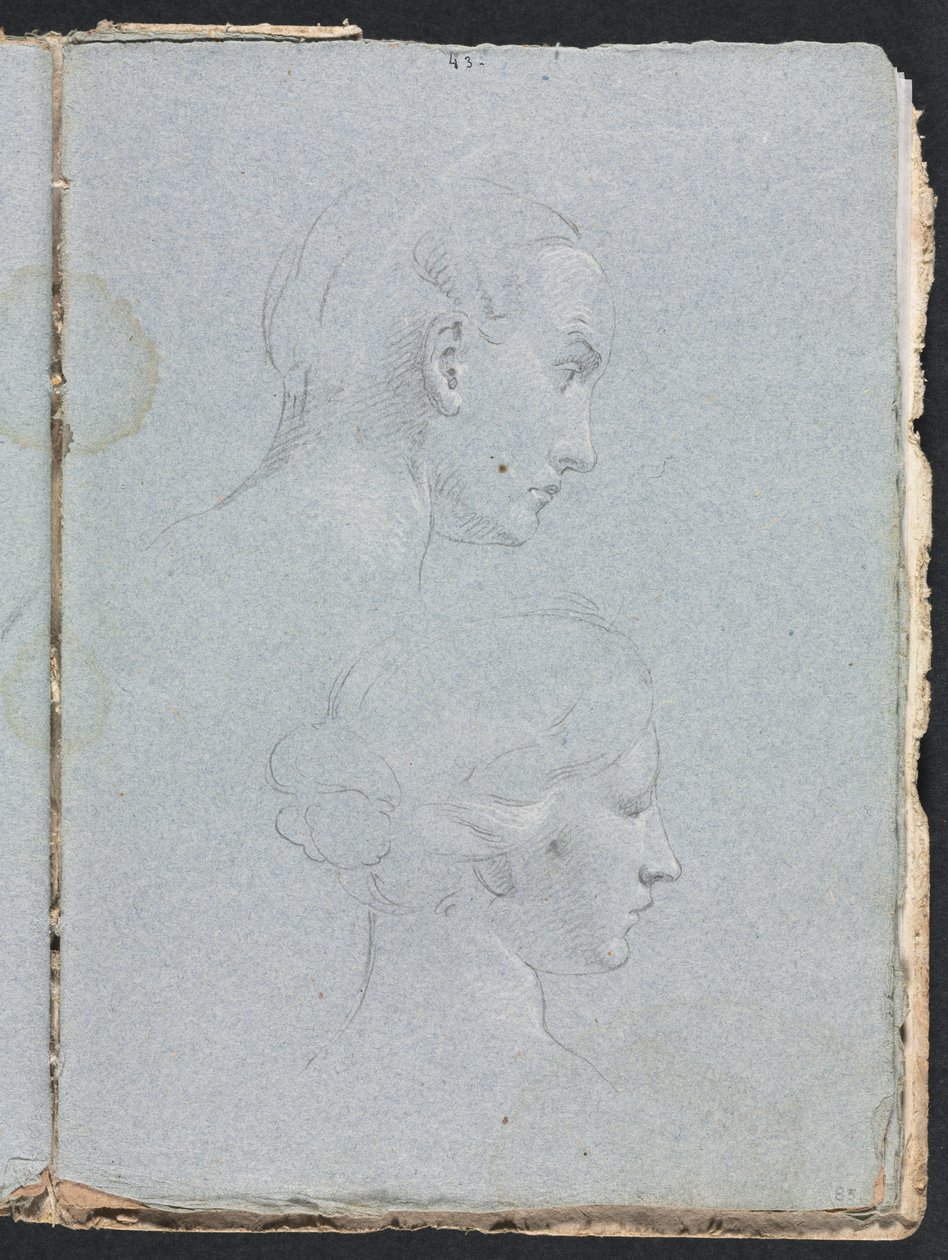 Verona Sketchbook: Due teste pagina 85, 1760 da Francesco Lorenzi