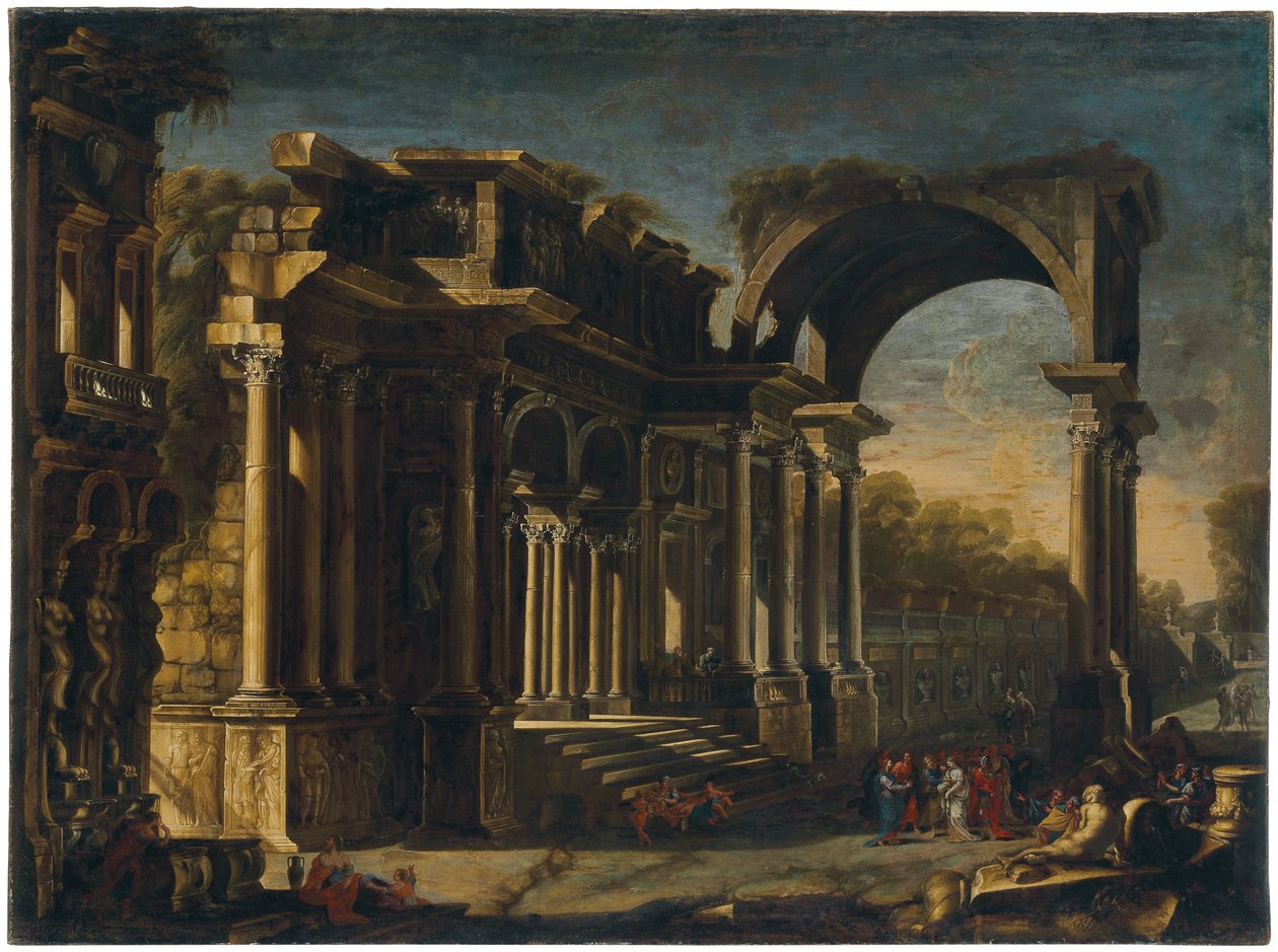 Capriccio con rovine romane e Cristo con la donna adultera da Francesco Maglioli