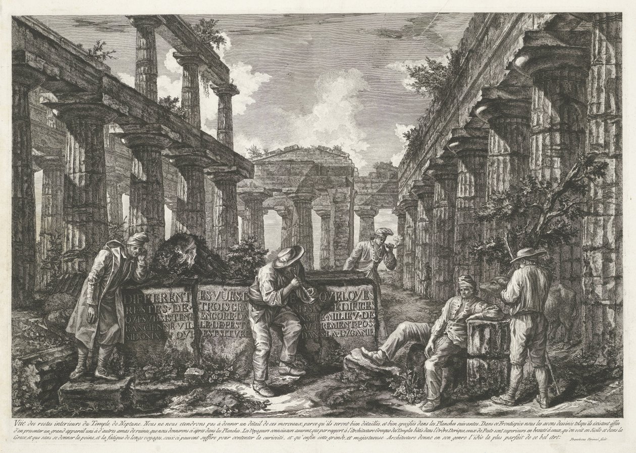 Resti del Tempio di Nettuno a Paestum (dettaglio) da Francesco Piranesi
