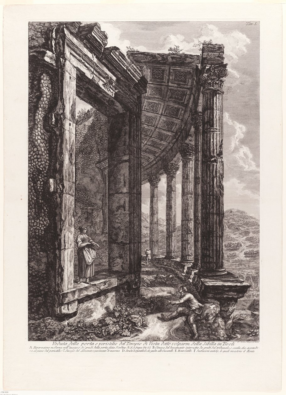 Vista della Porta e del Peristilio del Tempio di Vesta da Francesco Piranesi