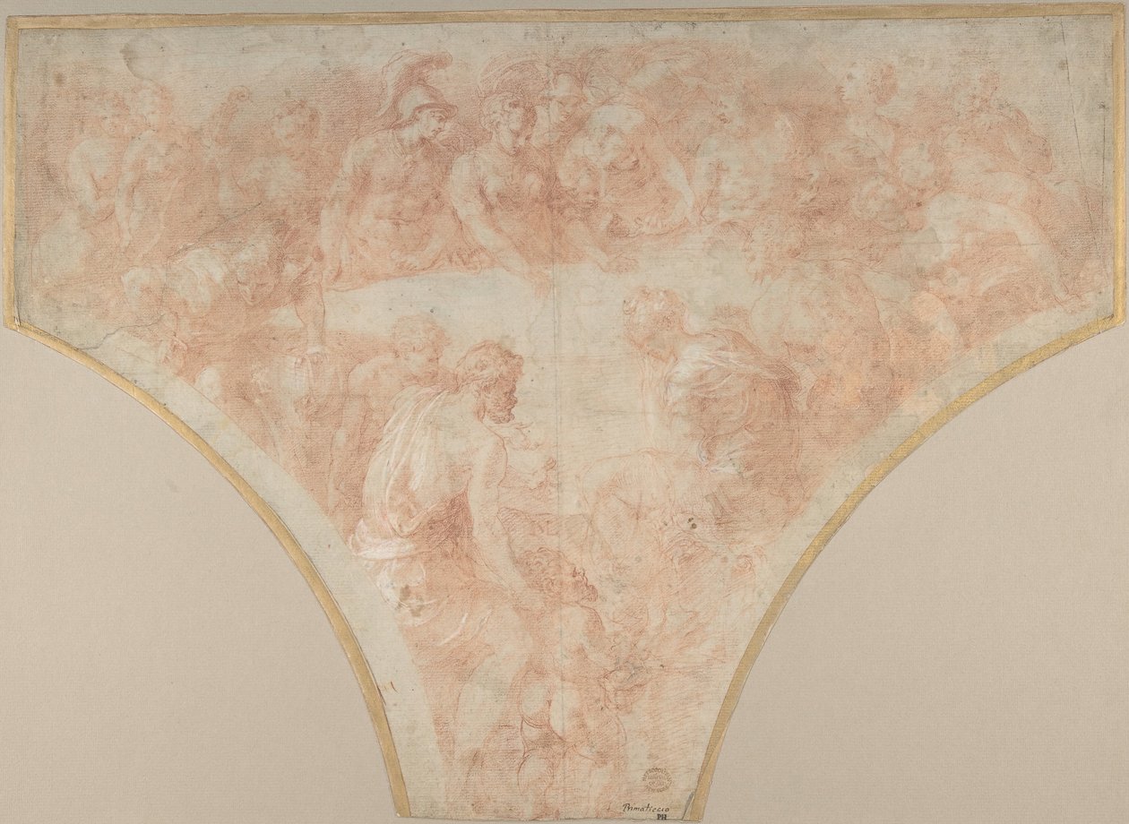 Mela della discordia lanciata da Eris al matrimonio di Peleo e Teti (studio per affresco) da Francesco Primaticcio