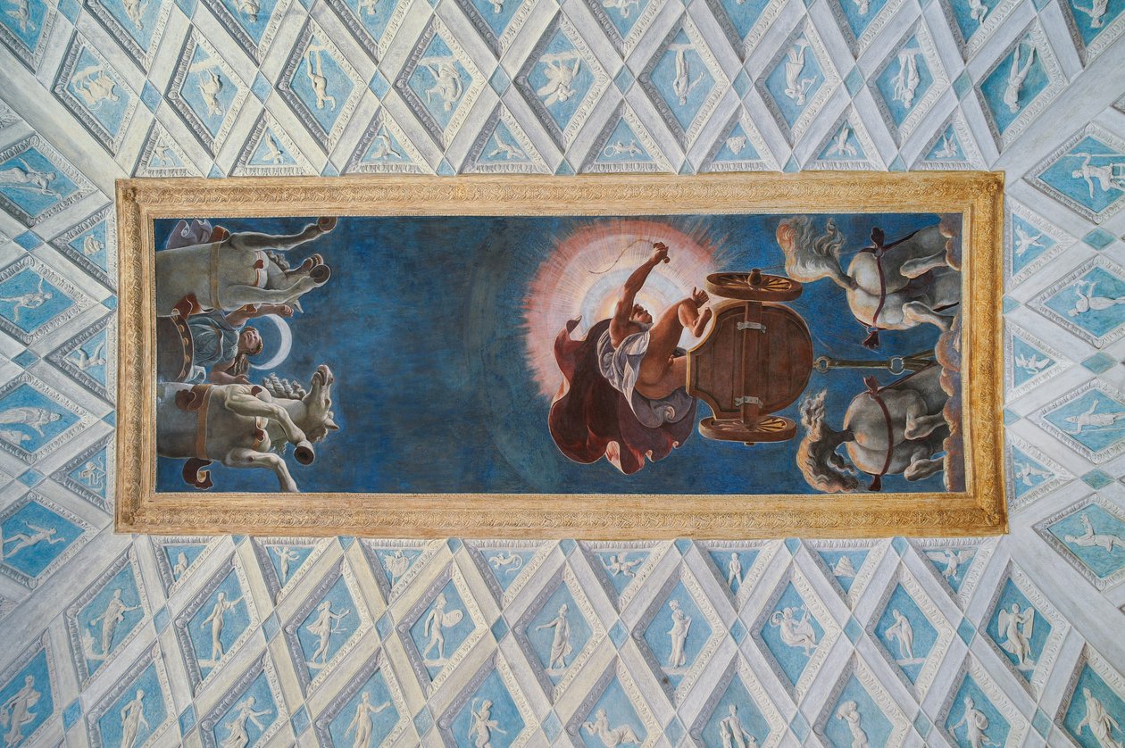Camera del Sole e della Luna: i carri del Sole e della Luna guidati da Diana e Apollo da Francesco Primaticcio