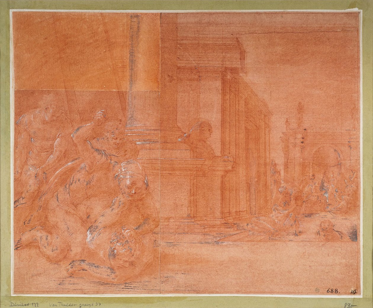 Odysseus bekämpft den Bettler Irus da Francesco Primaticcio