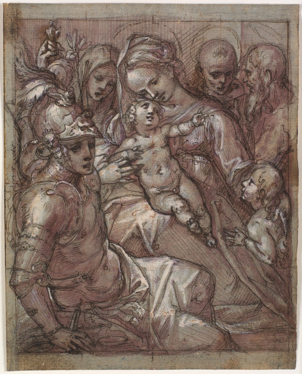 Vergine Maria e Bambino Gesù con Giovanni Battista da bambino, Bernardino da Siena (?), Caterina da Siena, l