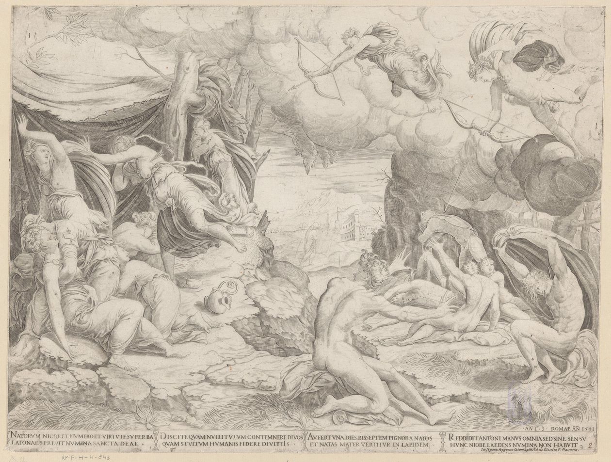 Apollo e Diana uccidono i figli di Niobe da Francesco Salviati