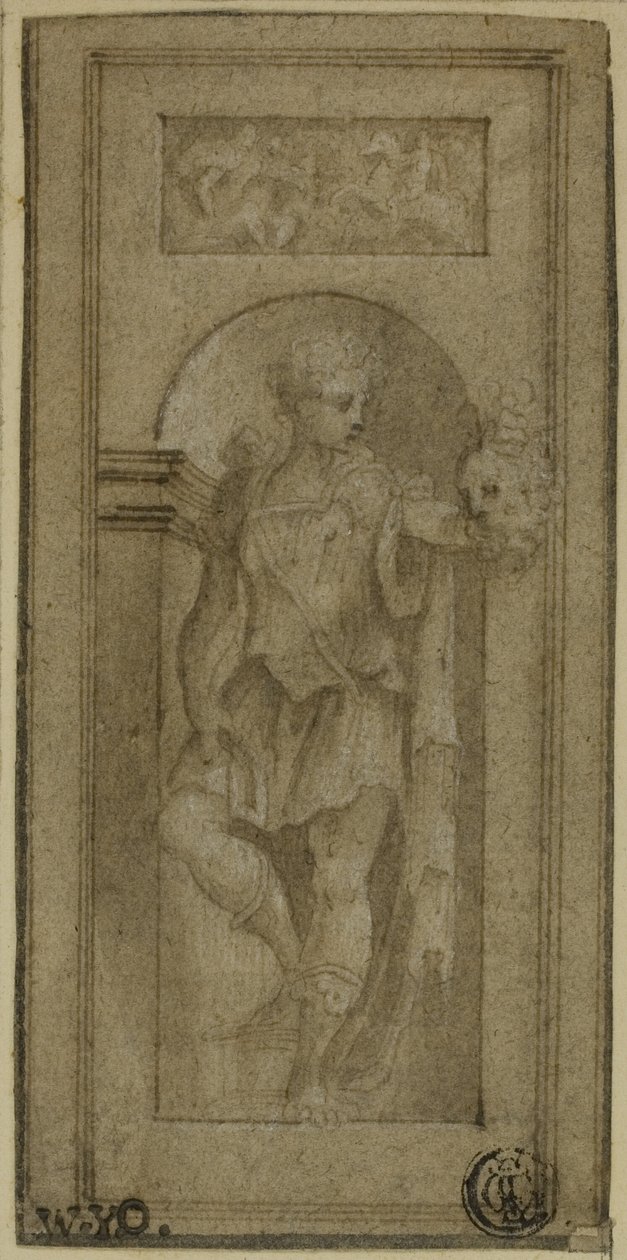 Statua in nicchia di Davide con la testa di Golia da Francesco Salviati