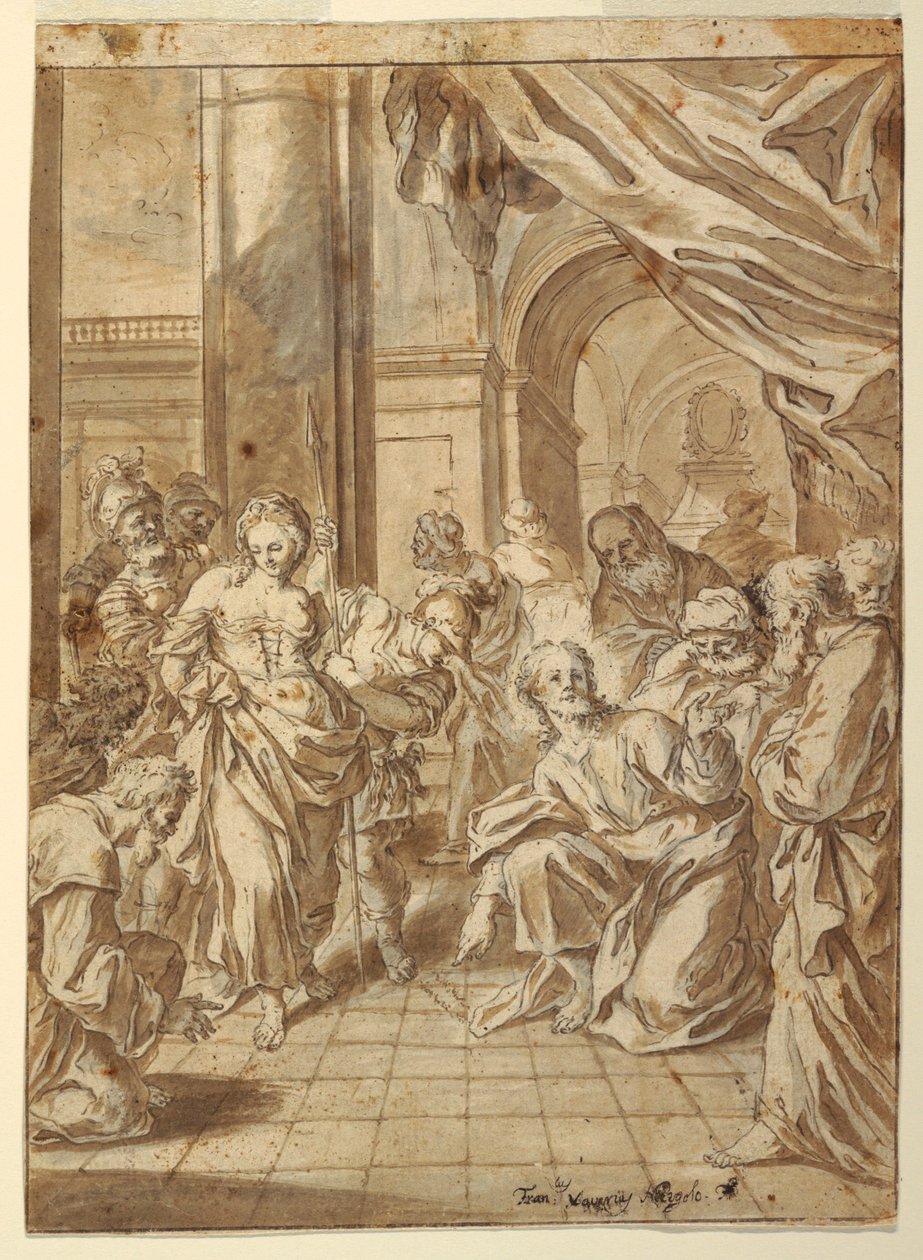 Disegno, Cristo e la donna adultera, 1750-60 da Francesco Saverio Mergolo
