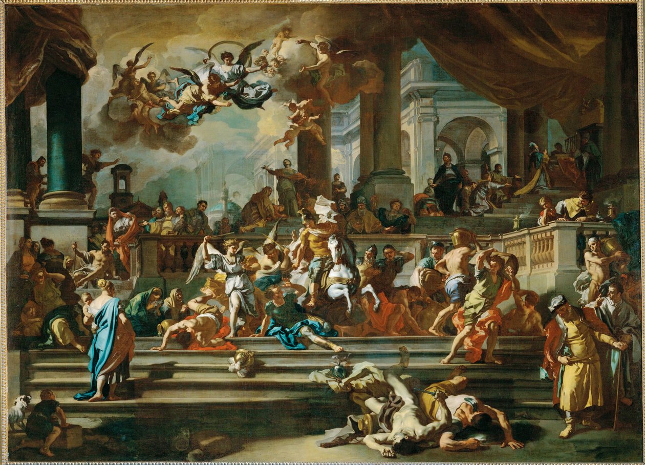Cacciata di Eliodoro dal tempio (dipinto su tela) da Francesco Solimena