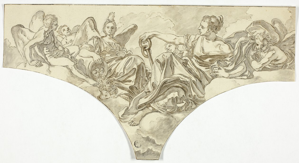 Decorazione del pennacchio con figure allegoriche sedute della Speranza e della Concordia da Francesco Solimena