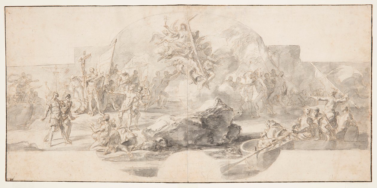 Studio per il dipinto "Lo sbarco di Colombo in America," Sala del Minor Consiglio, Palazzo Ducale, Genova, Italia da Francesco Solimena
