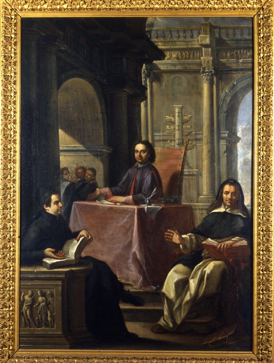 Disputa tra un gesuita e un domenicano dopo la controriforma da Francesco Trevisani