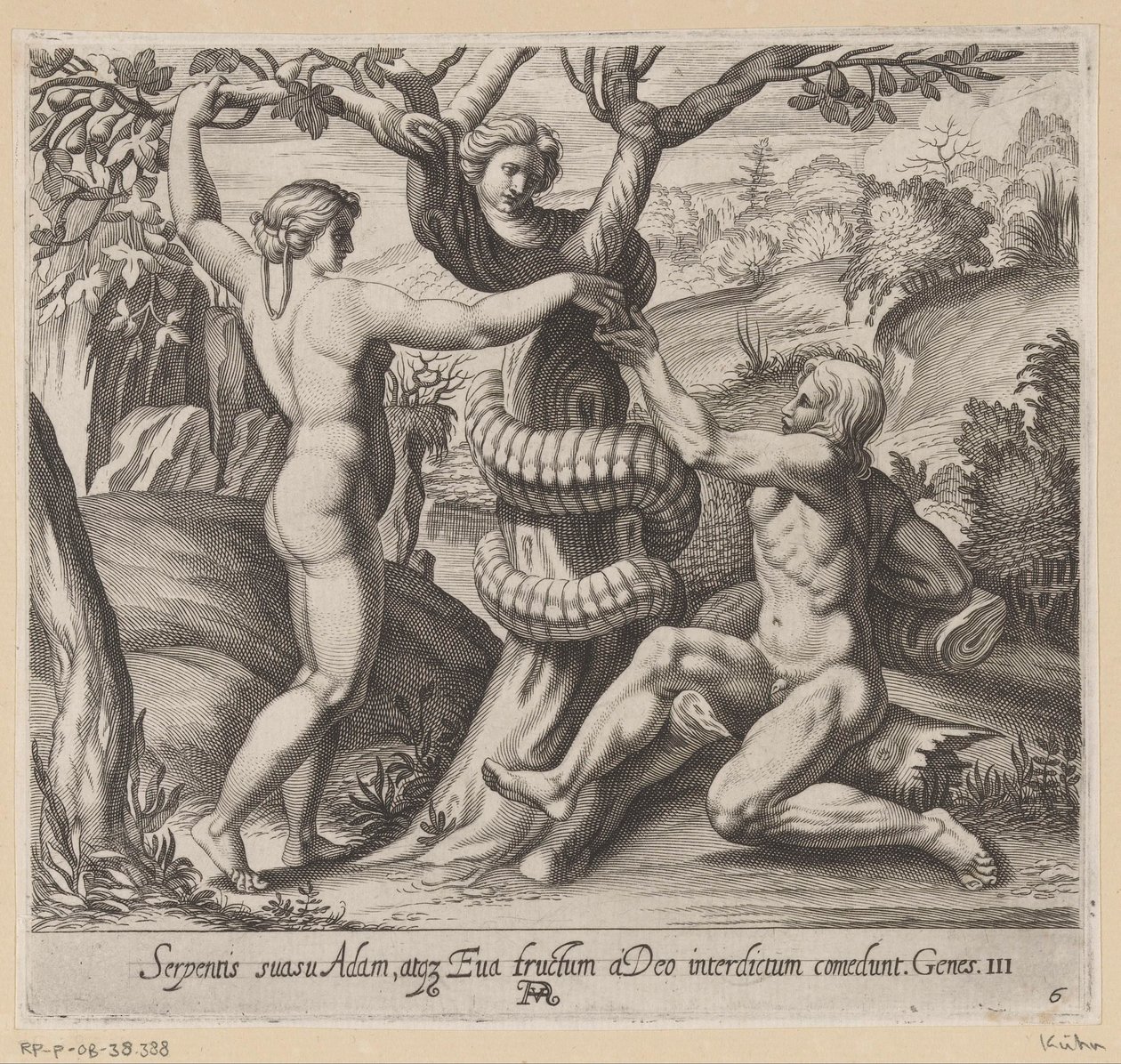 Eva offre ad Adamo il frutto proibito da Francesco Villamena