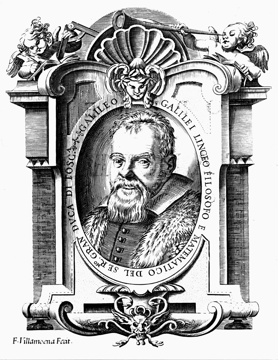 Galileo Galilei, astronomo e matematico italiano, inizio XVII secolo da Francesco Villamena
