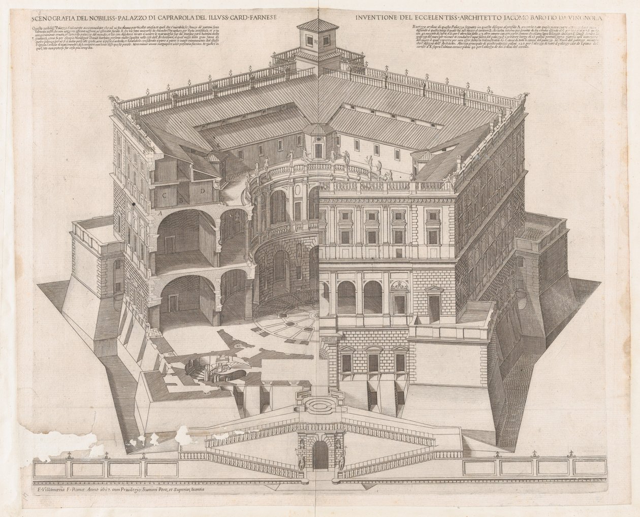 Speculum Romanae Magnificentiae: Palazzo Farnese, XVI secolo da Francesco Villamena