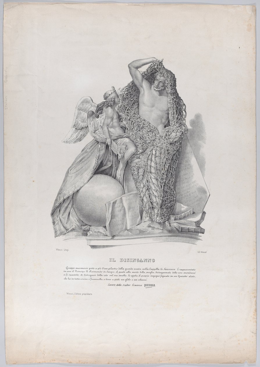 Principe Raimondo di Sangro che si libera dalla rete delle preoccupazioni mondane, ca. 1840-50 da Francesco Wenzel
