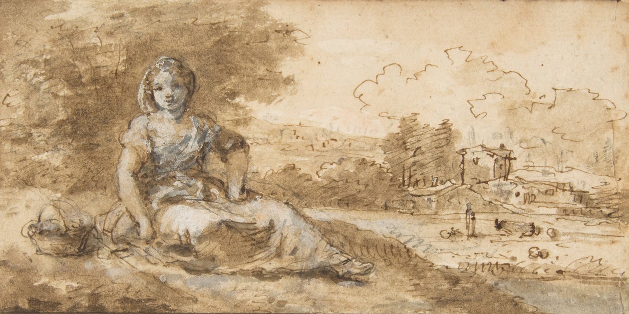 Ragazza seduta in un paesaggio, 1702-88 da Francesco Zuccarelli