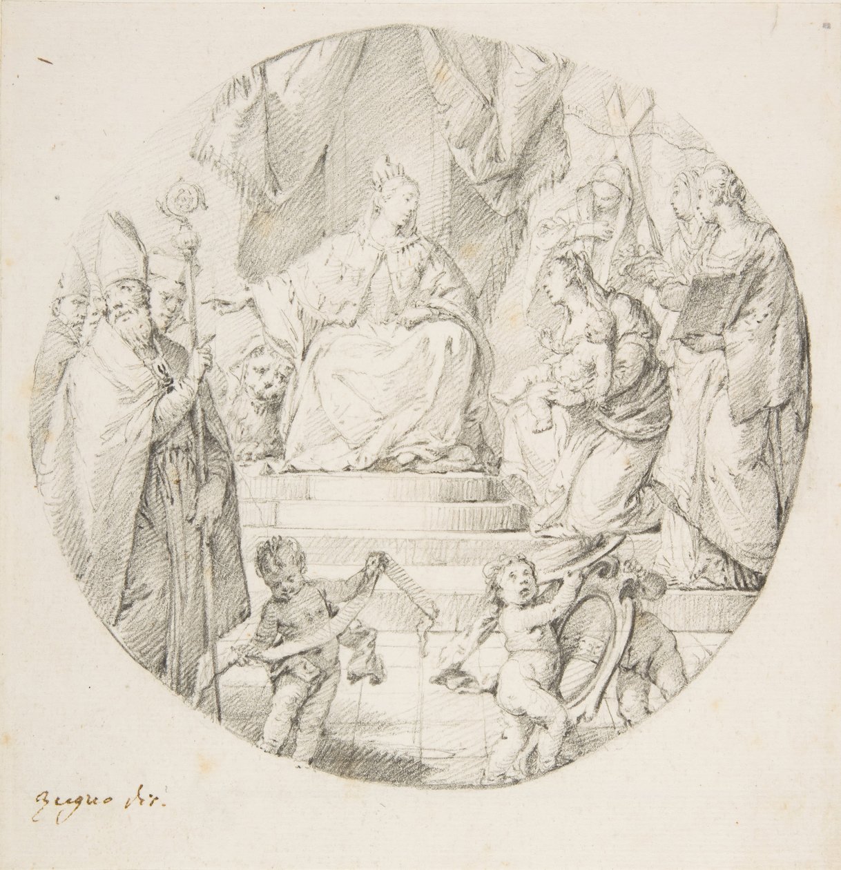 Nobiltà che Presenta un Bambino a Venezia, 1709-87 da Francesco Zugno