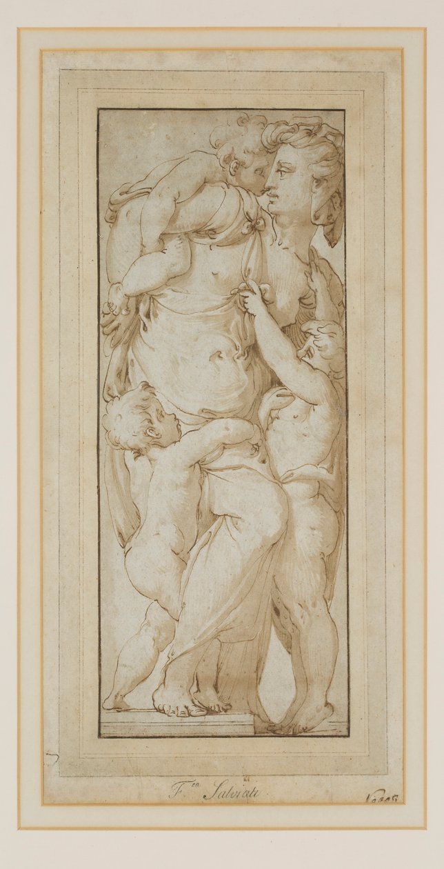 Studio di una Donna e Putti da Francesco de Rossi (follower of) Salviati