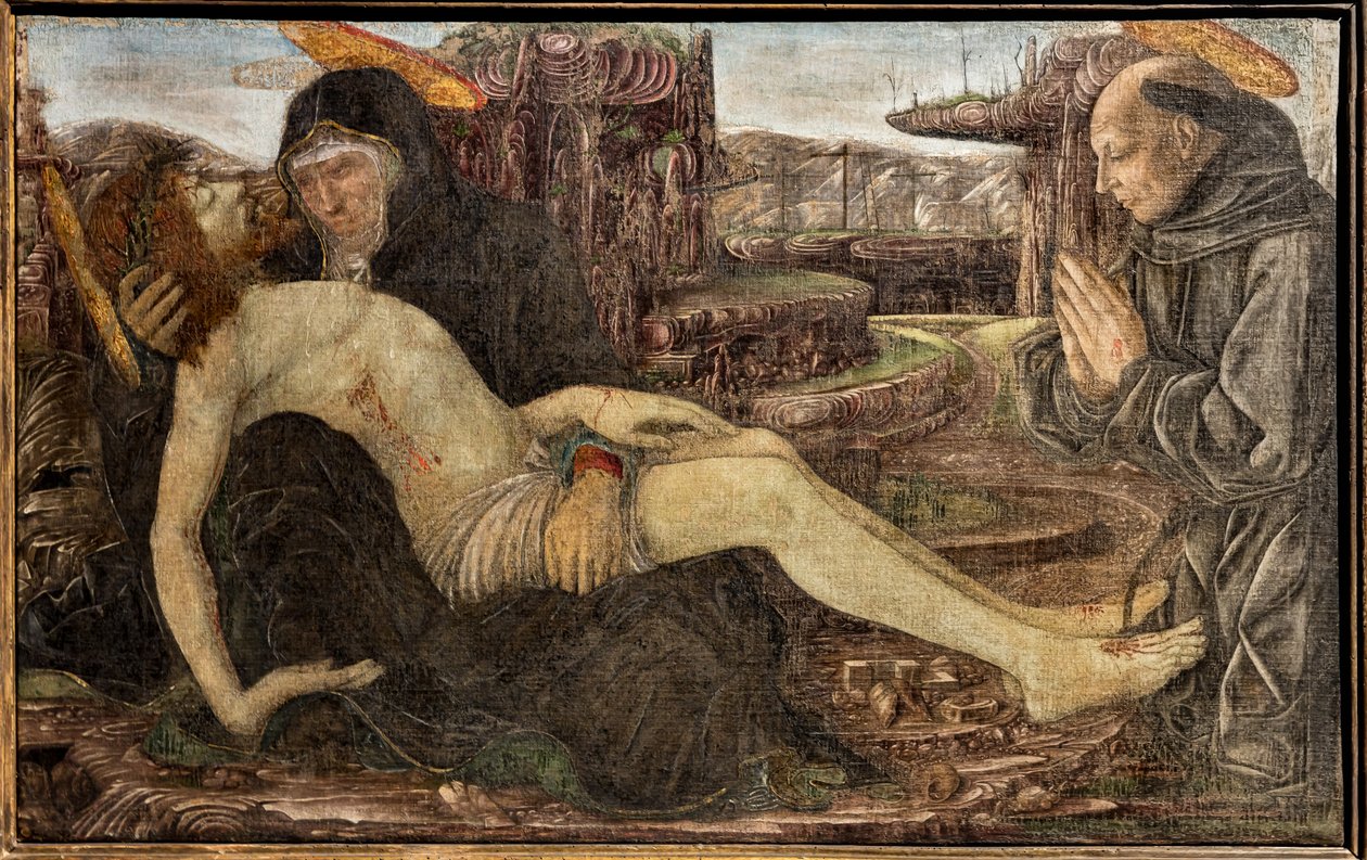 Compianto con cliente mostrato come San Francesco, di Francesco del Cossa da Francesco del Cossa