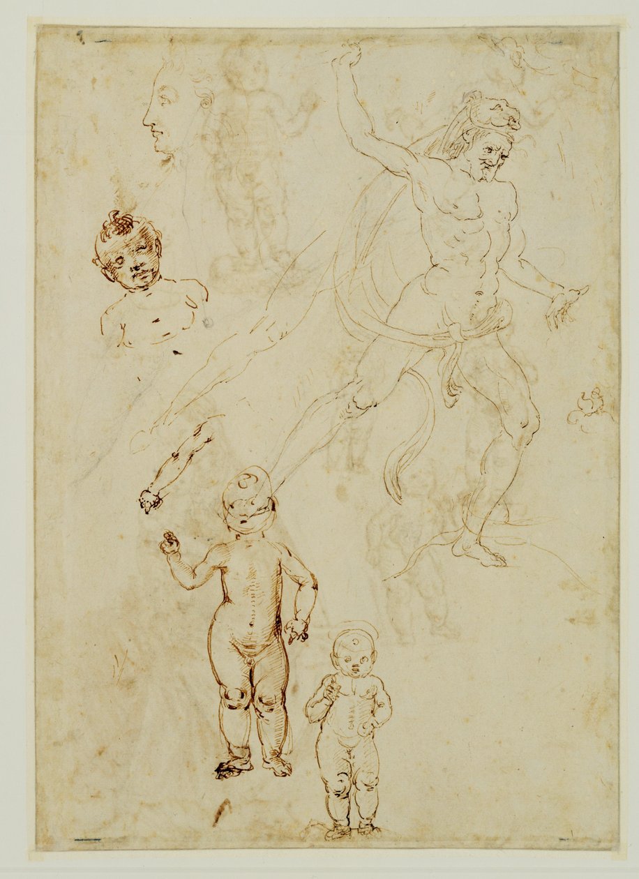 Ercole; tre bambini; testa maschile rivolta a sinistra ... da Francesco di Simone (attr. to)