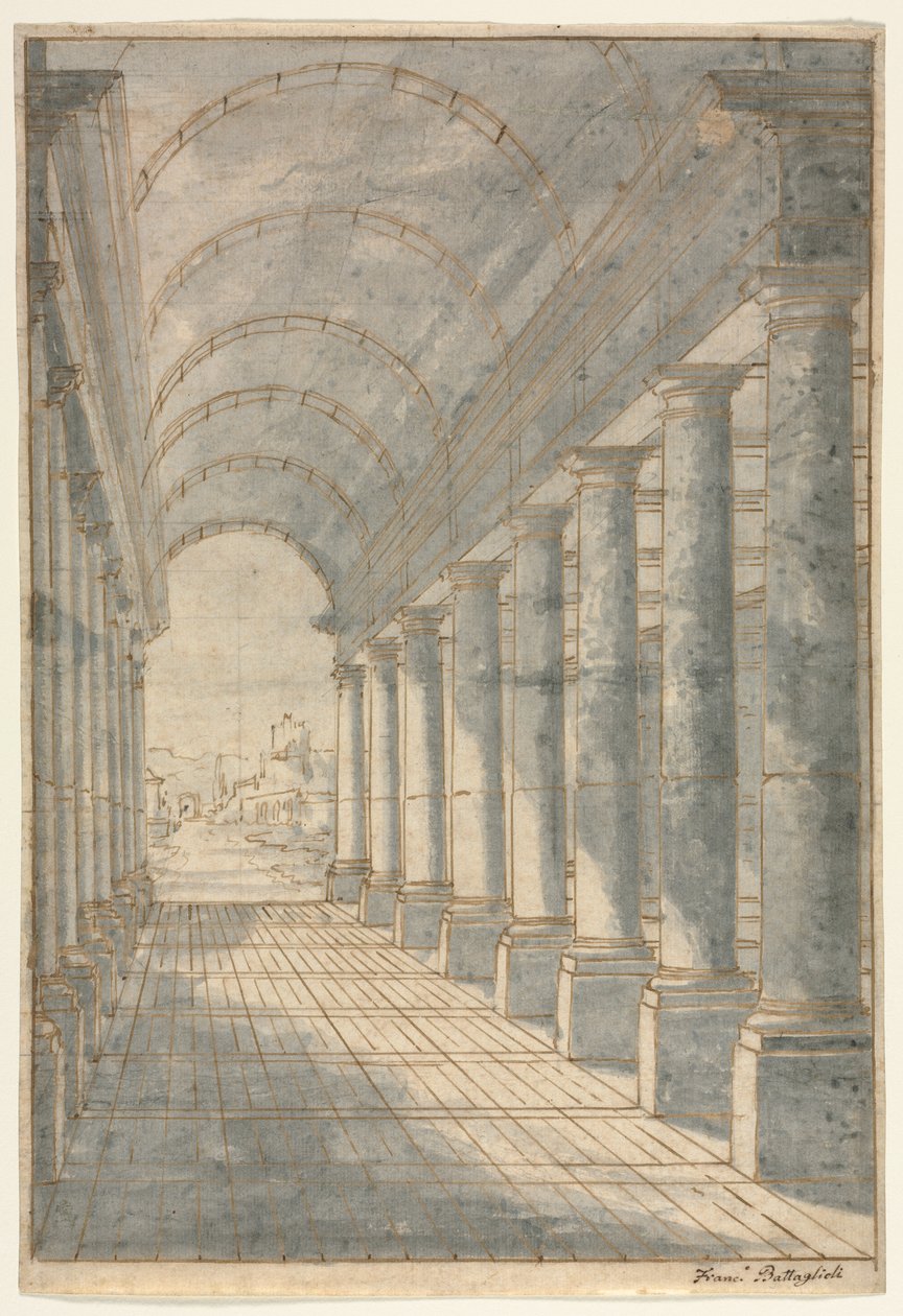 Arcata a volta a botte resa in prospettiva, 1700 da Francessco Battaglioli