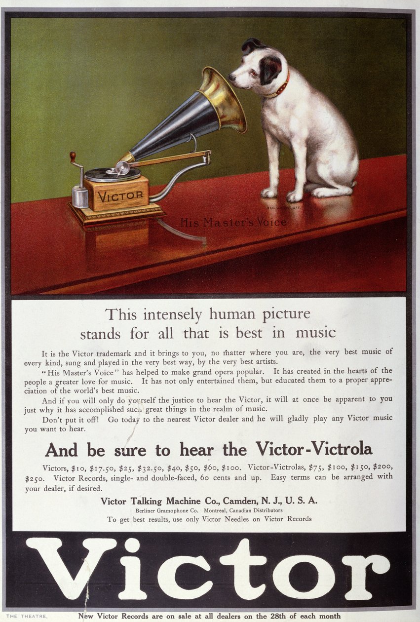 Pubblicità per grammofoni Victor, da 