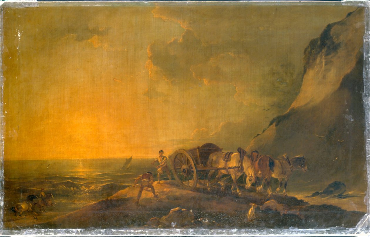 Riva del mare con cavallo e carro da Francis Bourgeois