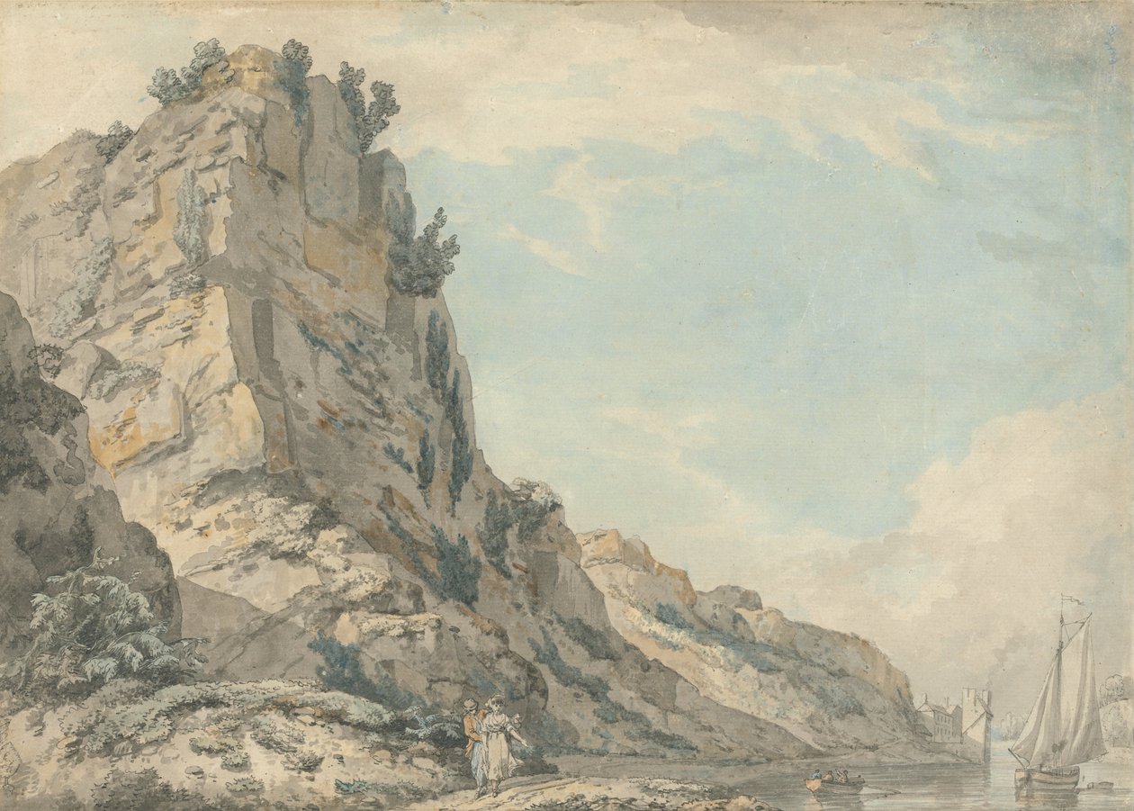 Roccia di San Vincenzo, Clifton, Bristol con la casa della sorgente di Hotwells in lontananza da Francis Wheatley