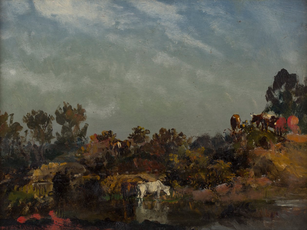 Paesaggio con mucche vicino a un fiume da Francis (attr.to) Danby