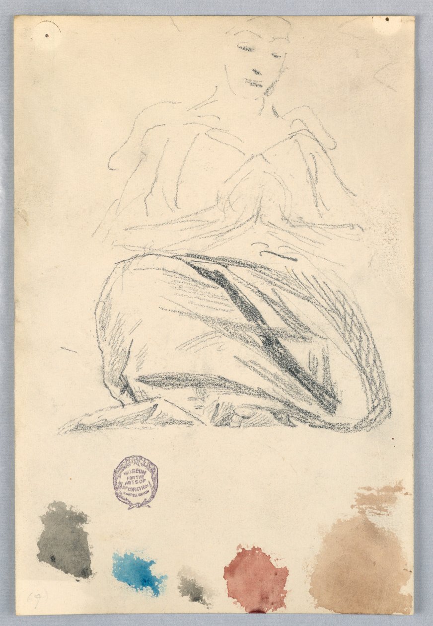 Schizzo di drappeggio per figura seduta da Francis Augustus Lathrop