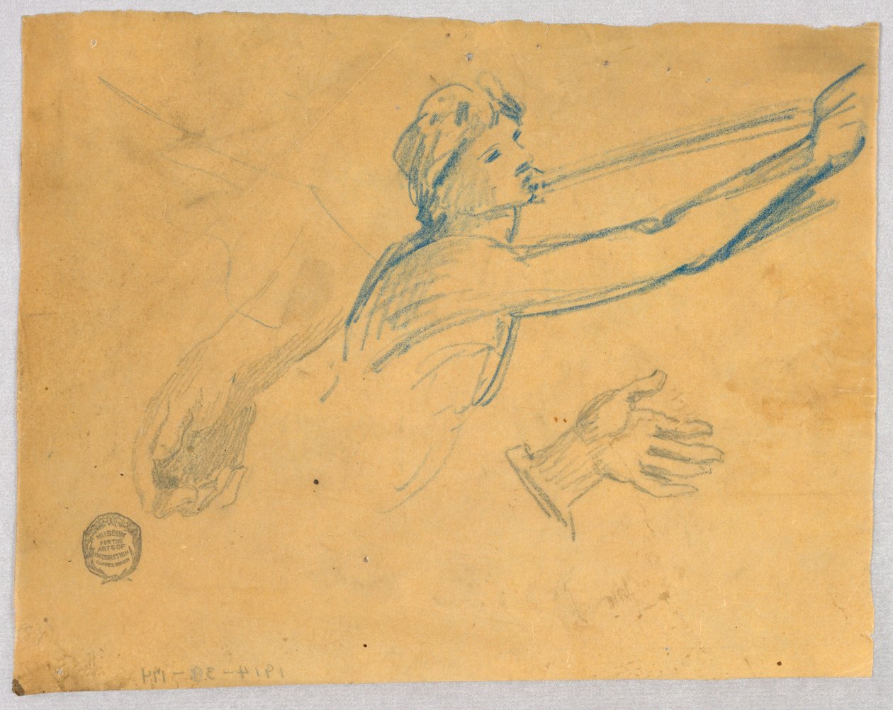 Schizzo di angelo che suona la tromba da Francis Augustus Lathrop