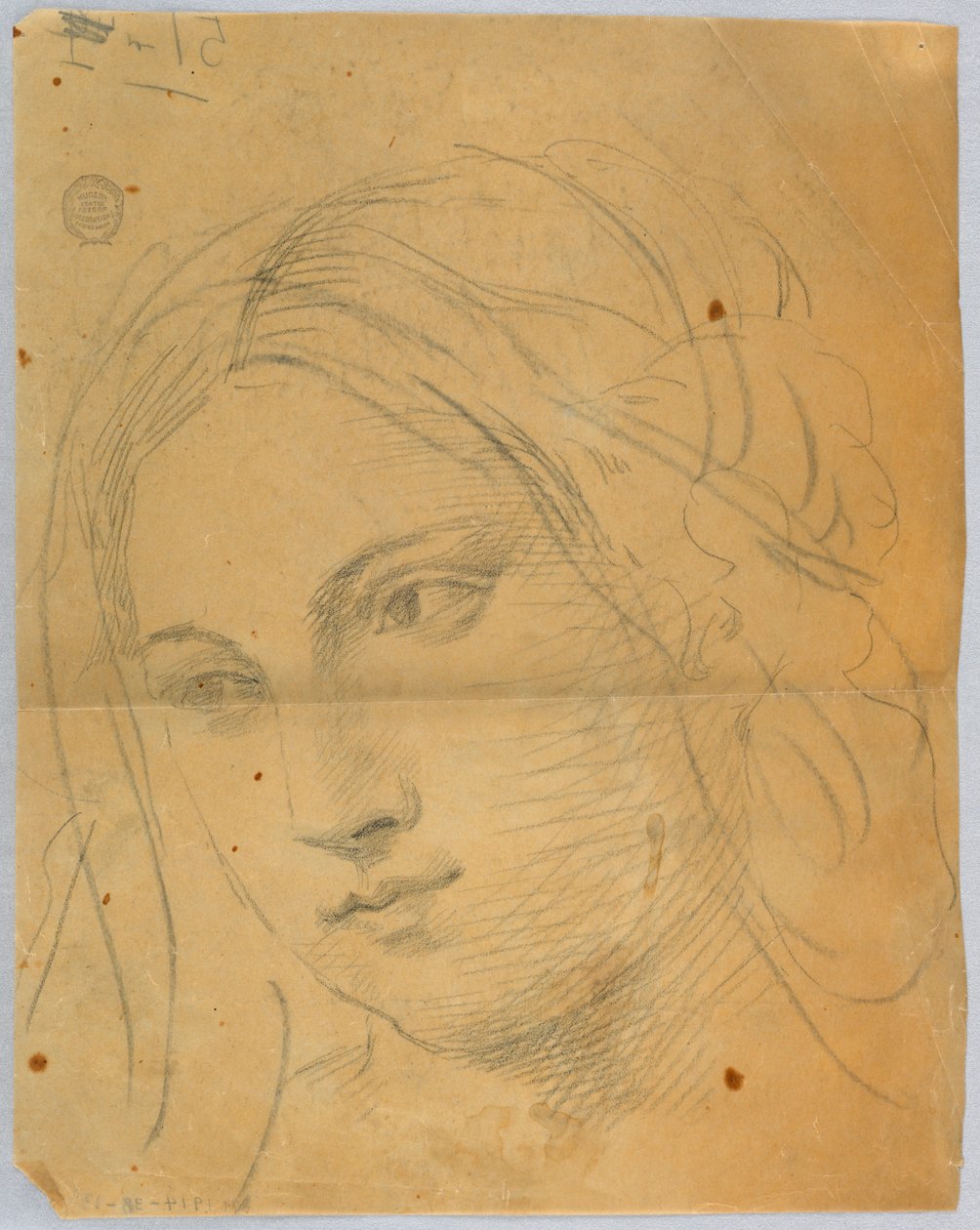 Schizzo della testa di una donna da Francis Augustus Lathrop
