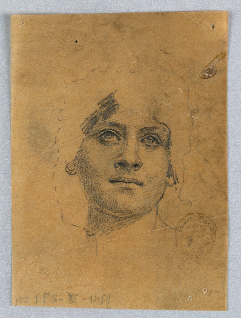 Schizzo del volto di una donna da Francis Augustus Lathrop