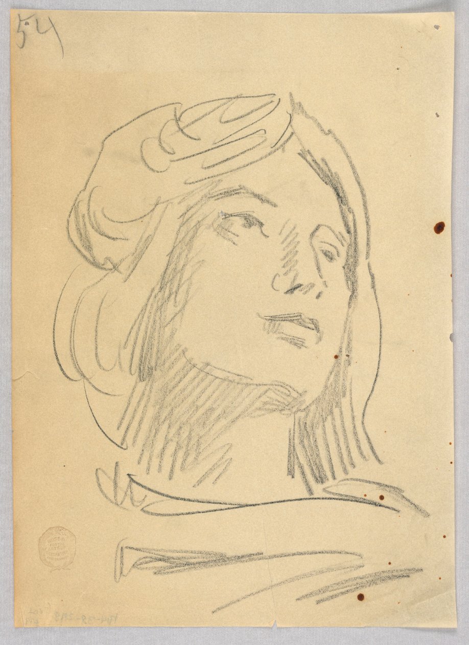 Schizzo della testa di una donna da Francis Augustus Lathrop
