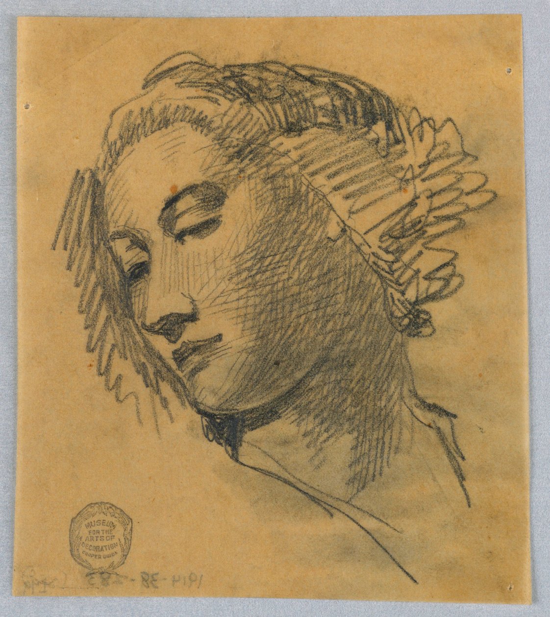 Schizzo della testa di una donna da Francis Augustus Lathrop