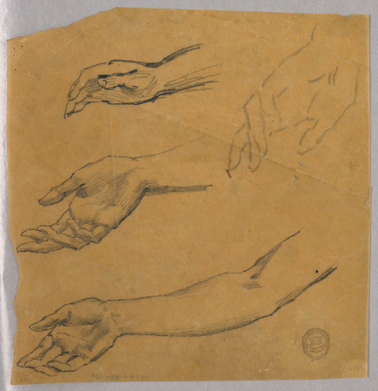 Tre studi di una mano e un braccio da Francis Augustus Lathrop