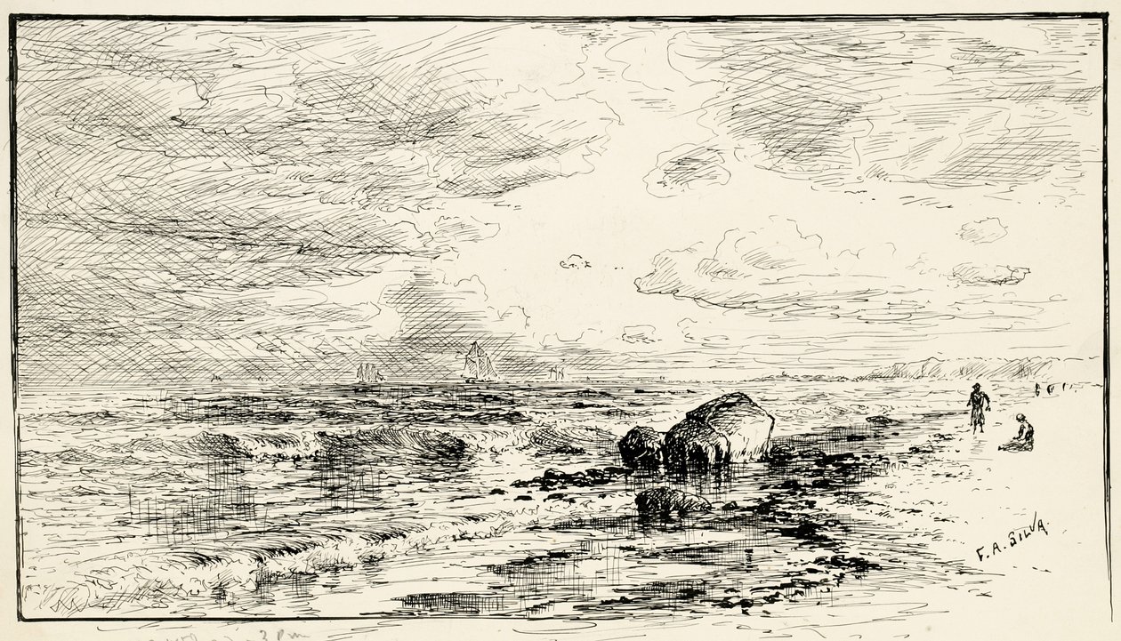 La spiaggia vicino a Point Judith, Rhode Island da Francis Augustus Silva