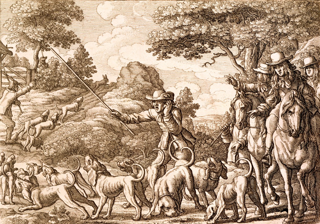Caccia alla lepre, inciso da Wenceslaus Hollar, 1671 da Francis Barlow