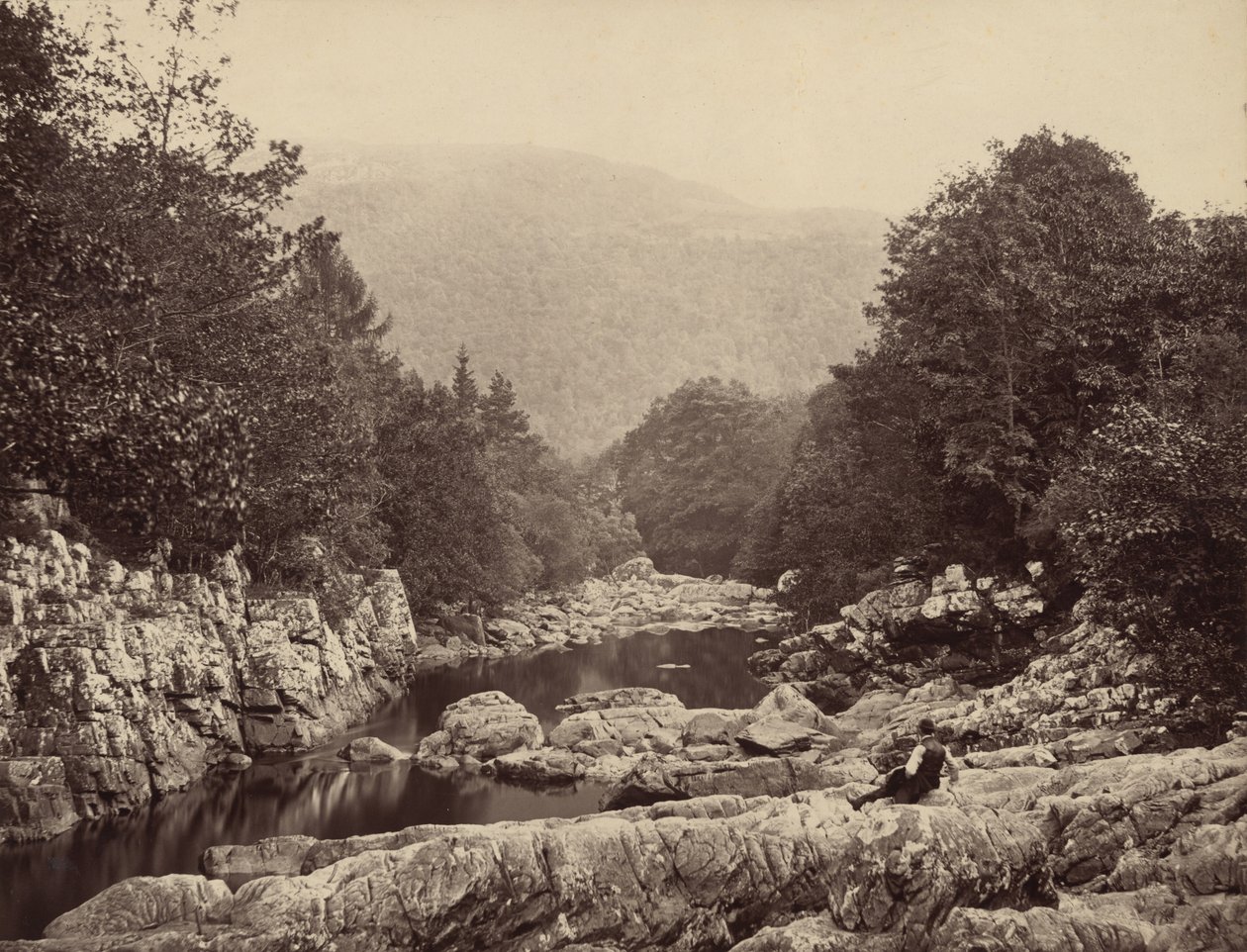 Sul Llugwy, presso il ponte del minatore, Betws-y-Coed, 1860 (foto) da Francis Bedford