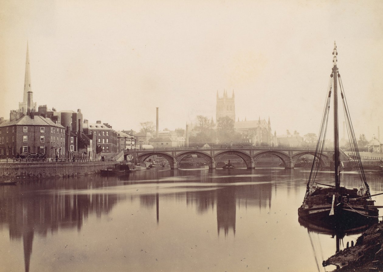 Worcester. Dal Severn, 1870s da Francis Bedford