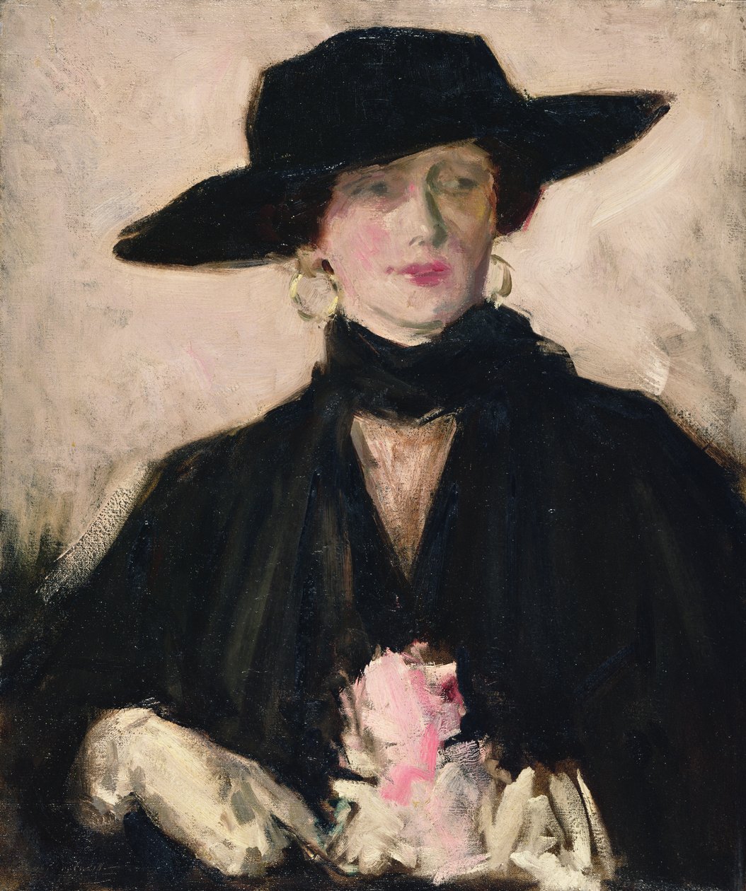 Signora con cappello nero da Francis Campbell Boileau Cadell