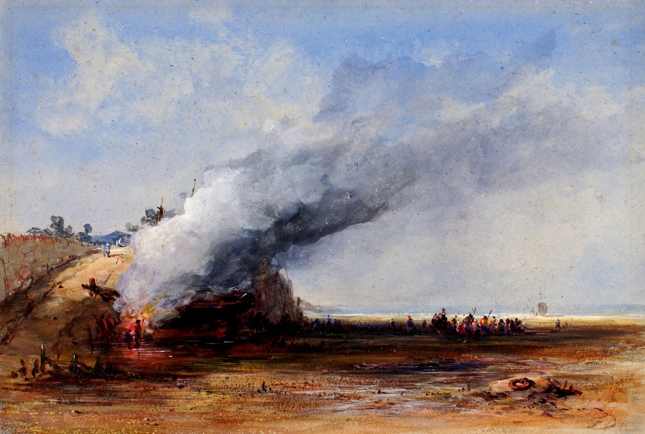 Incendio di una vecchia barca da Francis Danby