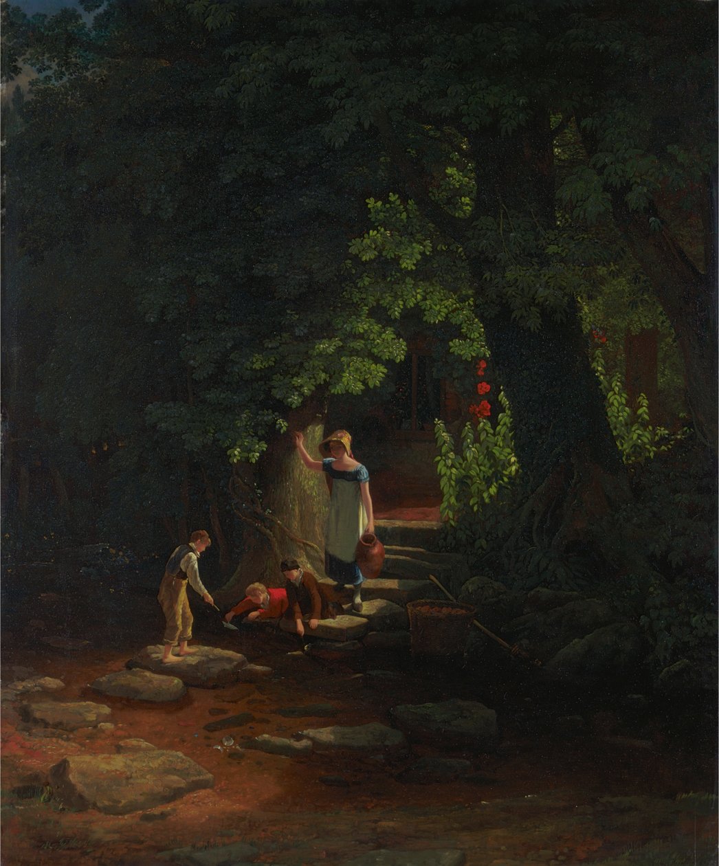 Bambini vicino a un ruscello da Francis Danby