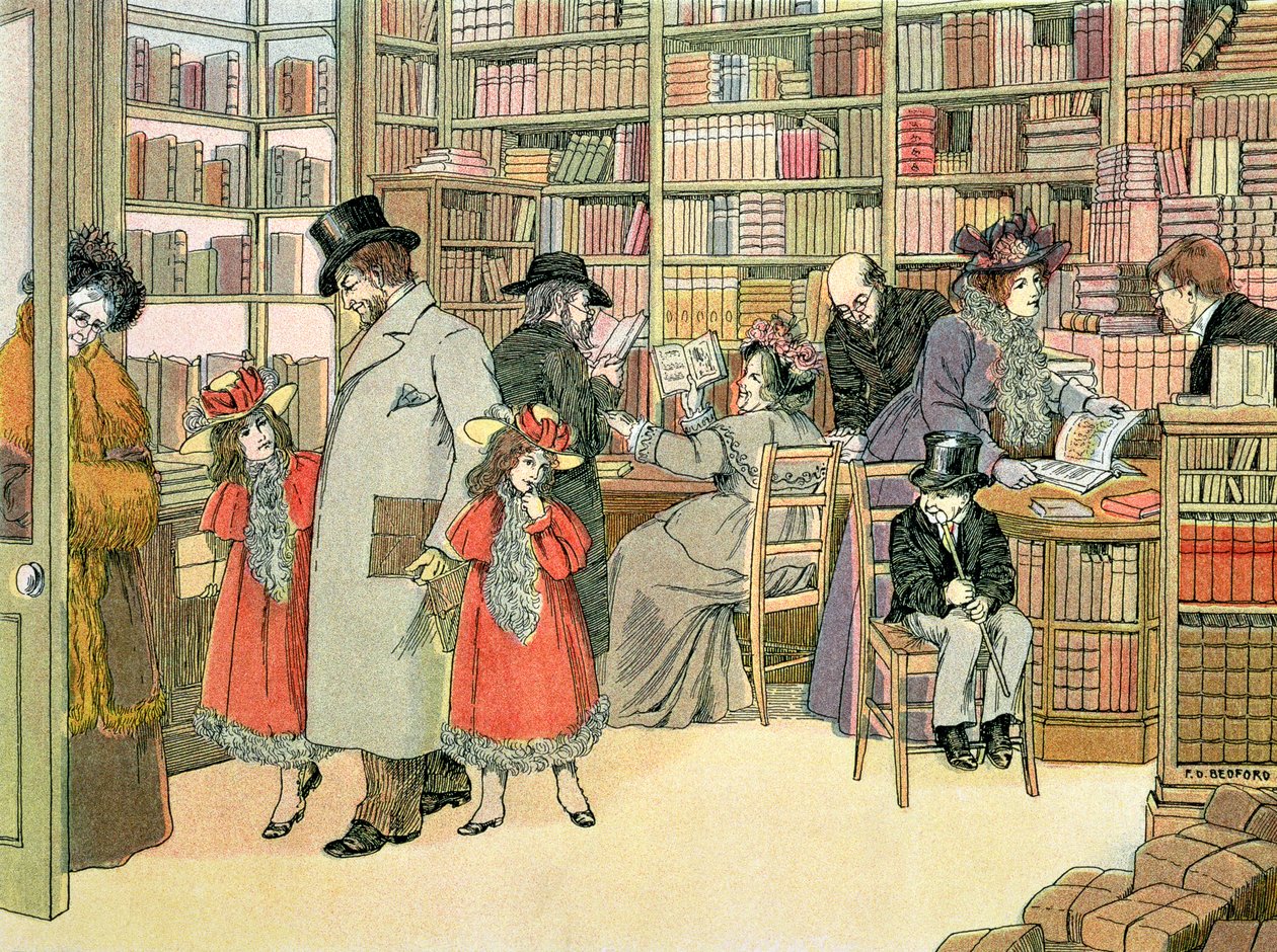 Il negozio di libri, da "Il libro dei negozi". da Francis Donkin Bedford