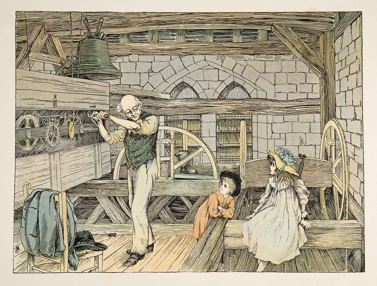 The Clockwinder, da Four and Twenty Toilers, pub. 1900 (litografia a colori) da Francis Donkin Bedford